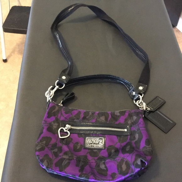 Coach Handbags - Coach purse, purple w/ black and grey cheetah